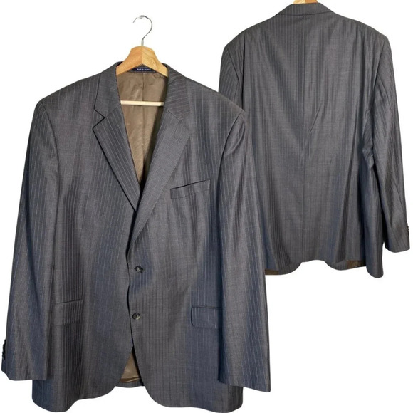Cremieux Collection Wool Sport Coat Men's 48L Ing Loro Piana Pinstripe Gray Blue - Picture 1 of 16
